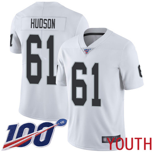 Oakland Raiders Limited White Youth Rodney Hudson Road Jersey NFL Football #61 100th Season Vapor Jersey->women nfl jersey->Women Jersey